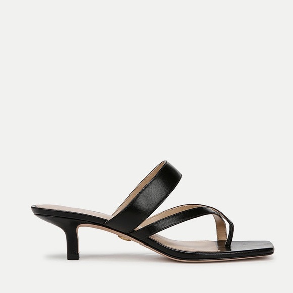 New Veronica Beard Alanis Leather Sandal Thong Kitten Heel Strappy Black Sz 10 - Picture 14 of 16